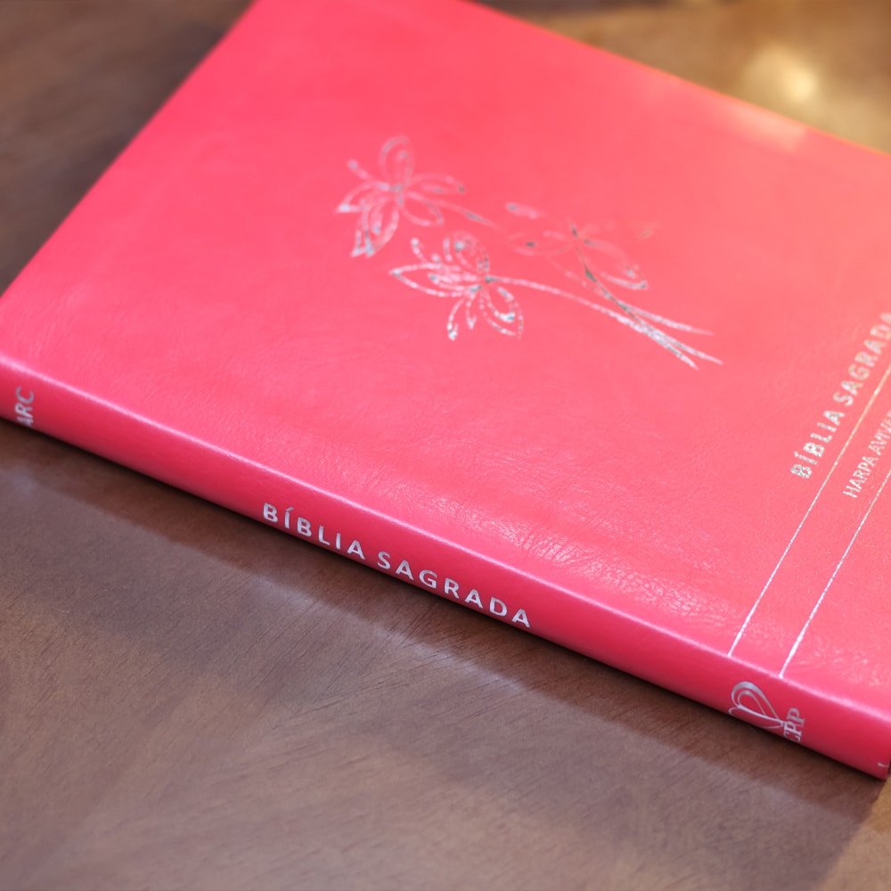 Bíblia Slim | Letra Normal | ARC | C/ Harpa e Corinhos | Capa Premium Luxo Flores Vermelha