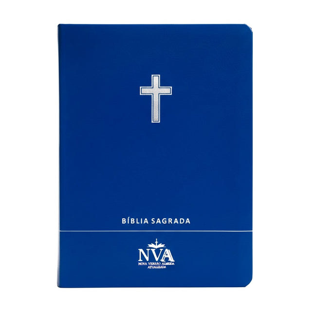 Bíblia Slim | Letra Normal | NVA | Capa Premium Luxo Cruz Azul
