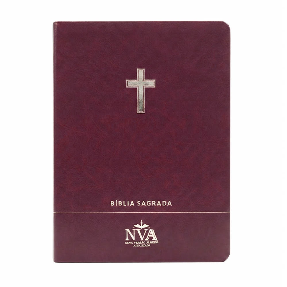Bíblia Slim | Letra Normal | NVA | Capa Premium Luxo Cruz Bordô