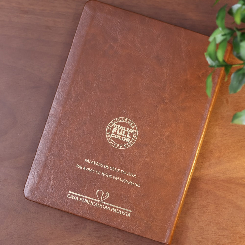 Bíblia Slim | Letra Normal | NVA | Capa Premium Luxo Cruz Marrom