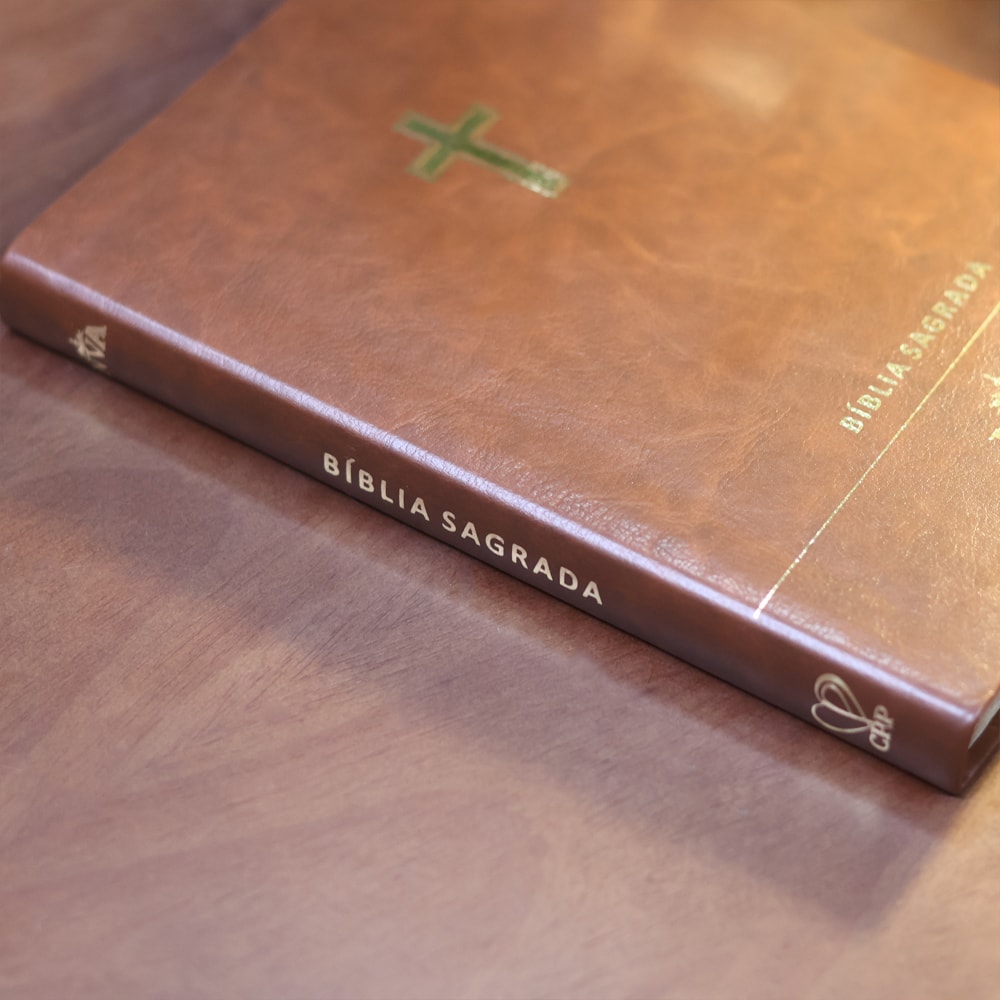 Bíblia Slim | Letra Normal | NVA | Capa Premium Luxo Cruz Marrom