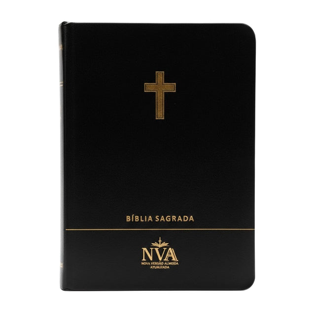 Bíblia Slim | Letra Normal | NVA | Capa Premium Luxo Cruz Preta