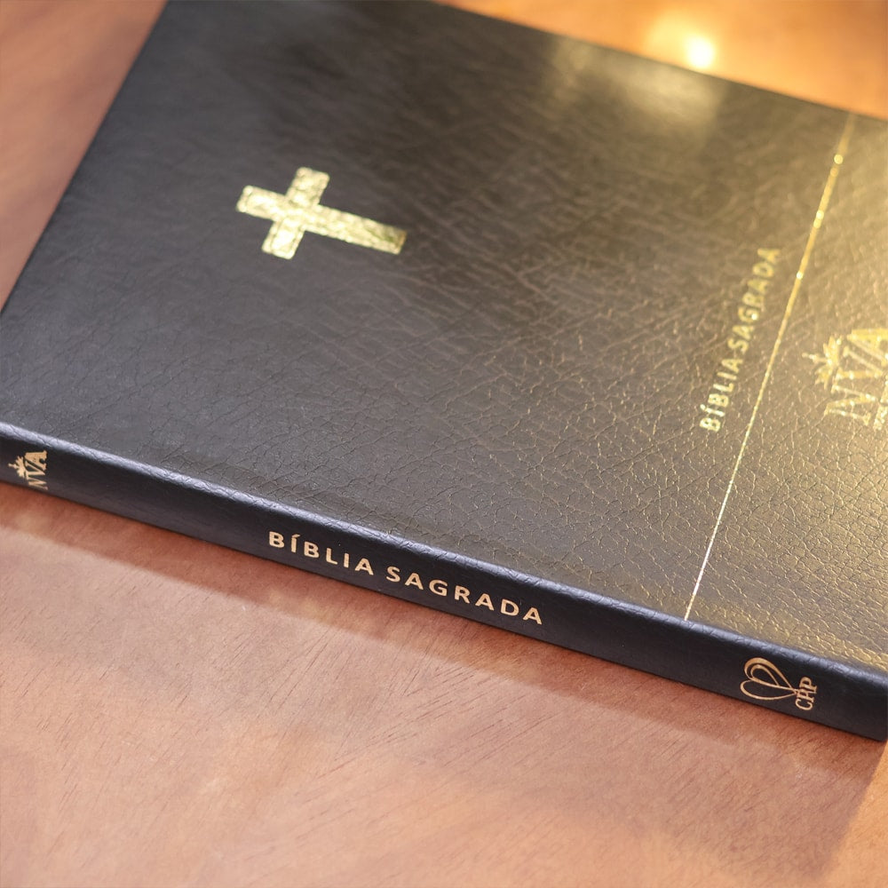 Bíblia Slim | Letra Normal | NVA | Capa Premium Luxo Cruz Preta