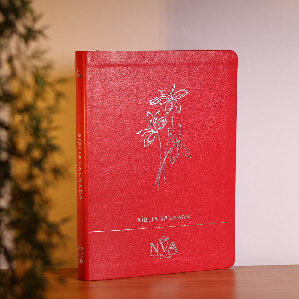 Bíblia Slim | Letra Normal | NVA | Capa Premium Ramo de Flores Vermelha