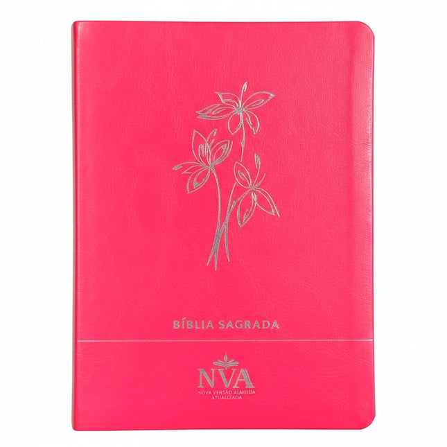 Bíblia Slim | Letra Normal | NVA | Capa Premium Ramo de Flores Pink