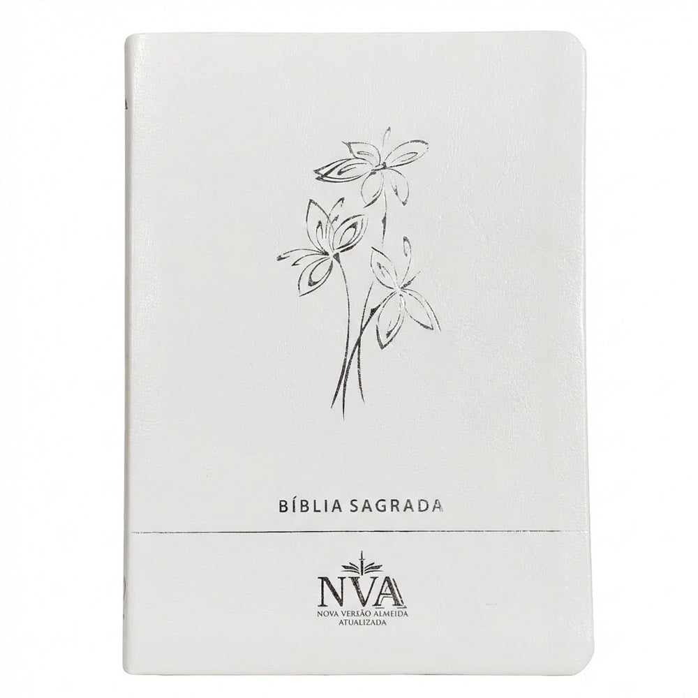 Bíblia Slim | Letra Normal | NVA | Capa Premium Ramo de Flores Branco