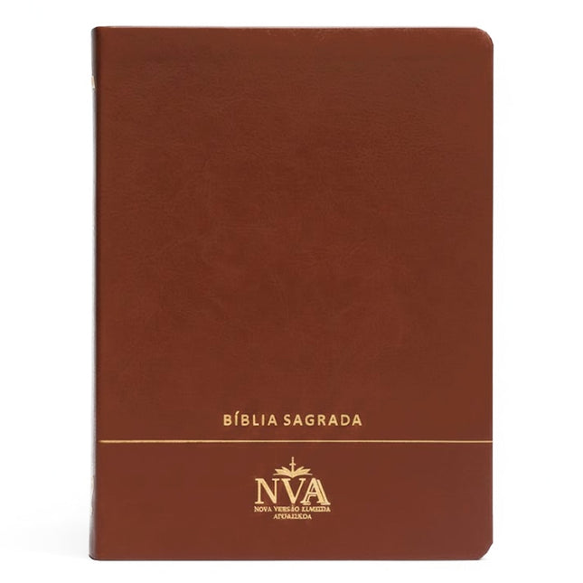 Bíblia Slim | Letra Normal | NVA | Capa Premium Luxo Minimalista Marrom