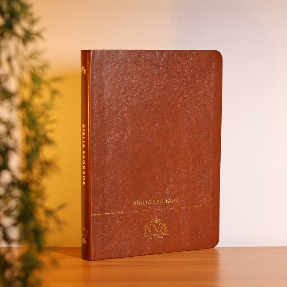 Bíblia Slim | Letra Normal | NVA | Capa Premium Luxo Minimalista Marrom