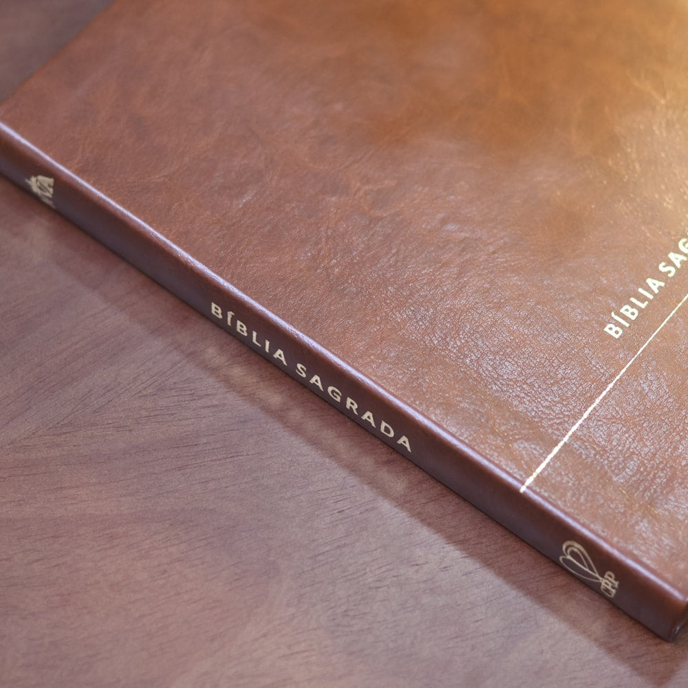 Bíblia Slim | Letra Normal | NVA | Capa Premium Luxo Minimalista Marrom
