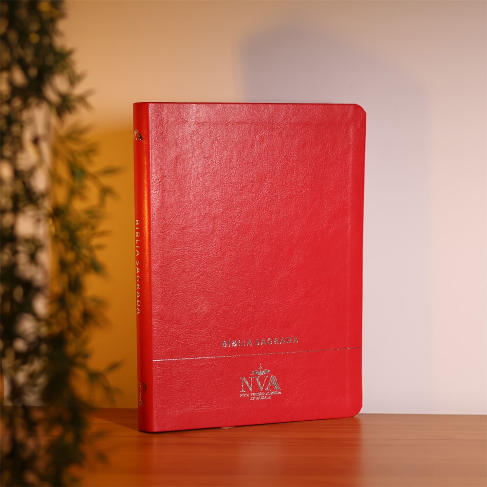 Bíblia Slim | Letra Normal | NVA | Capa Premium Luxo Minimalista Vermelha
