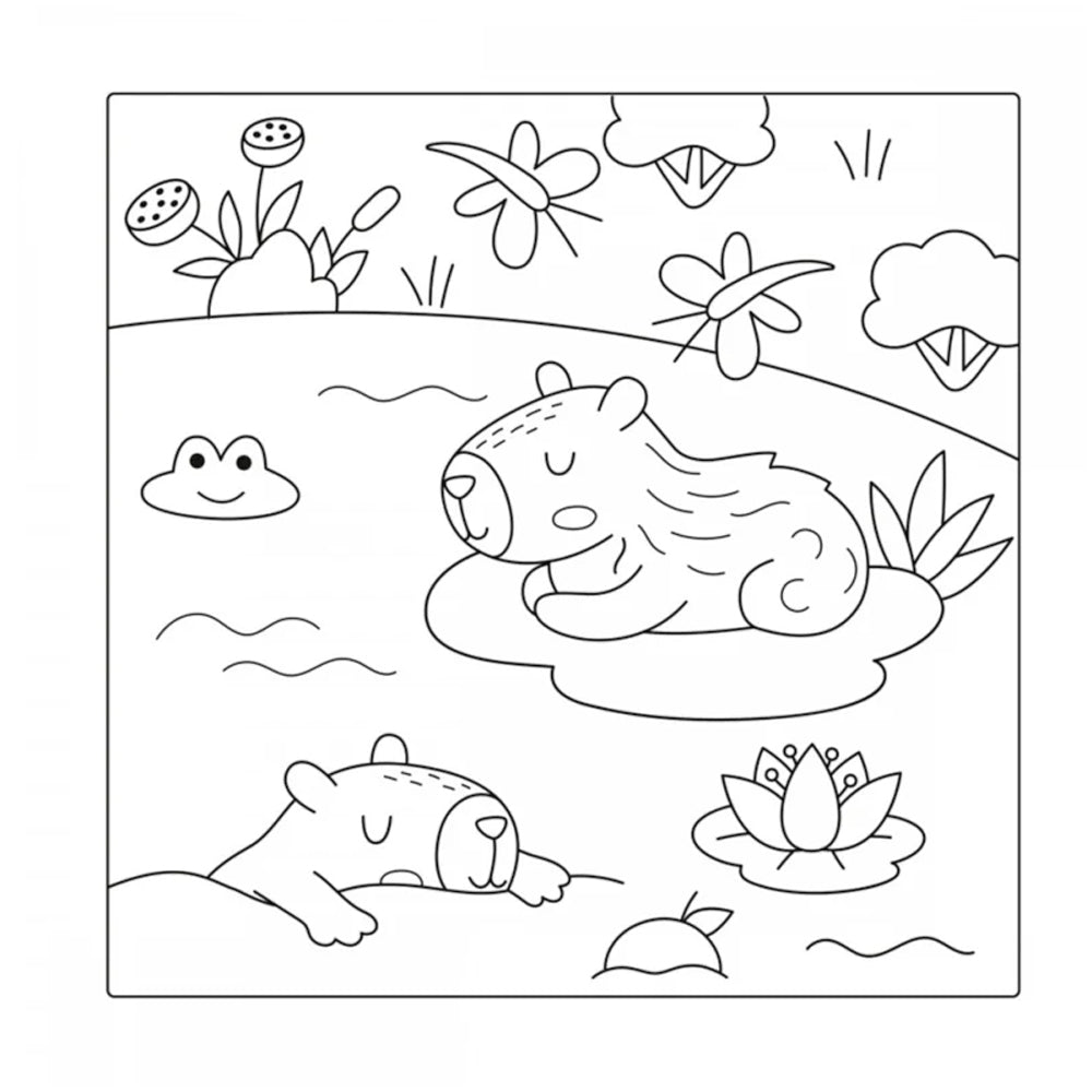 Livro de Colorir | Adorable Capybaras