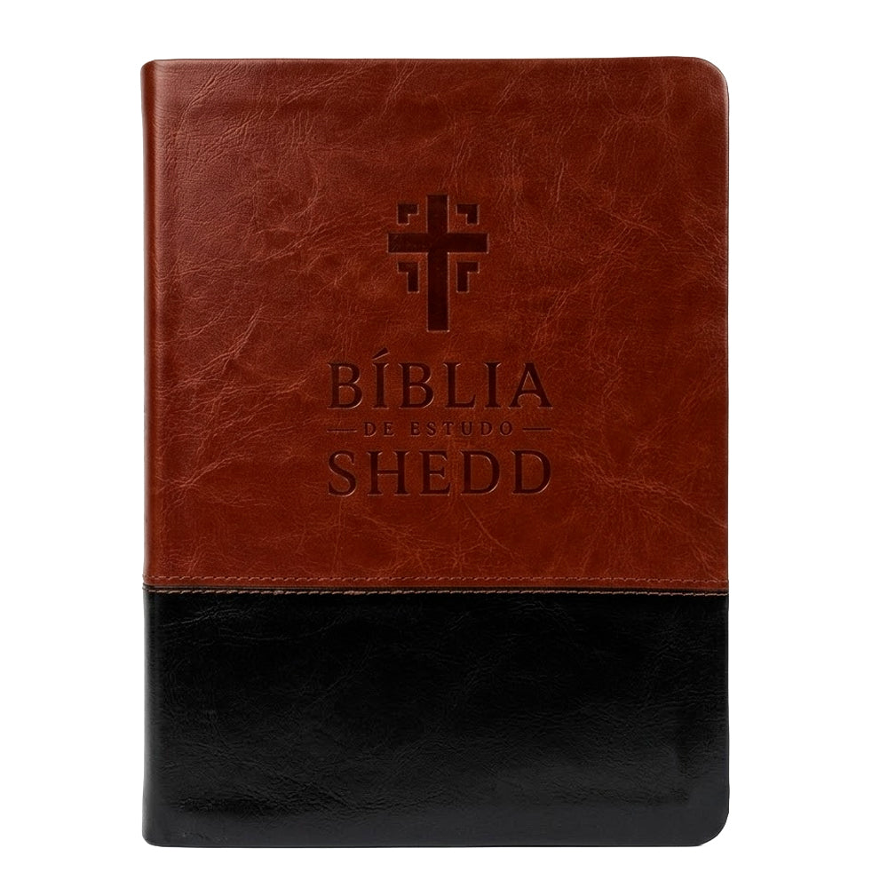 Bíblia de Estudo Shedd | A21 | Couro Sintético Marrom e Preto
