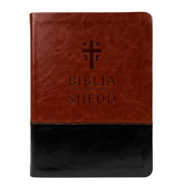 Bíblia de Estudo Shedd | A21 | Couro Sintético Marrom e Preto