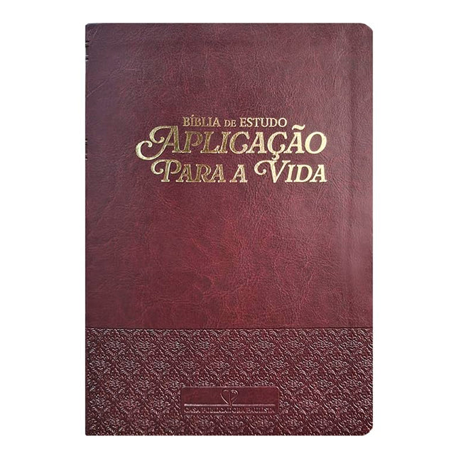 Bíblia de Estudo Aplicação Para Vida | ARC | Full Color | Capa PU Luxo Bordô