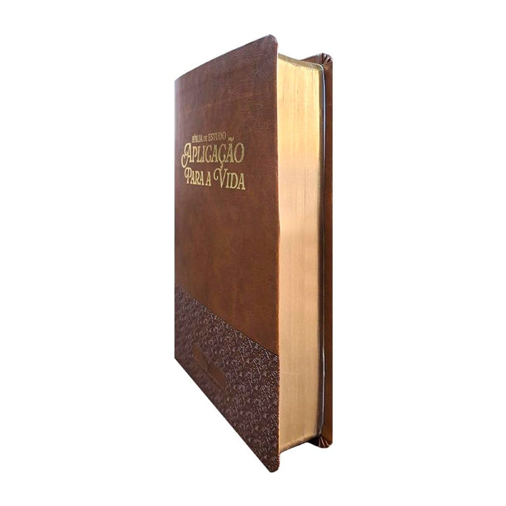 Bíblia de Estudo Aplicação Para Vida | ARC | Full Color | Capa PU Luxo Marrom