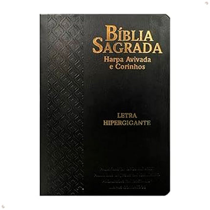 Bíblia Sagrada | ARC | Letra Hipergigante | Harpa e Corinho | Índice | Capa PU Luxo Arabesco Preta