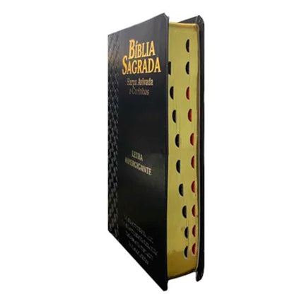Bíblia Sagrada | ARC | Letra Hipergigante | Harpa e Corinho | Índice | Capa PU Luxo Arabesco Preta