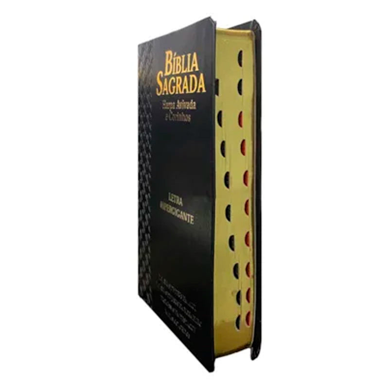 Bíblia Sagrada | ARC | Letra Hipergigante | Harpa e Corinho | Índice | Capa PU Luxo Arabesco Preta