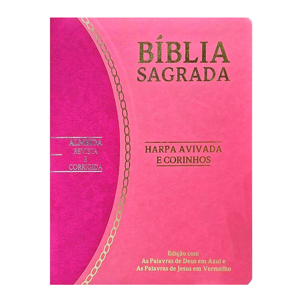 Bíblia Slim Large | ARC | C/ Harpa | Capa PU Bicololor Rosa e Pink
