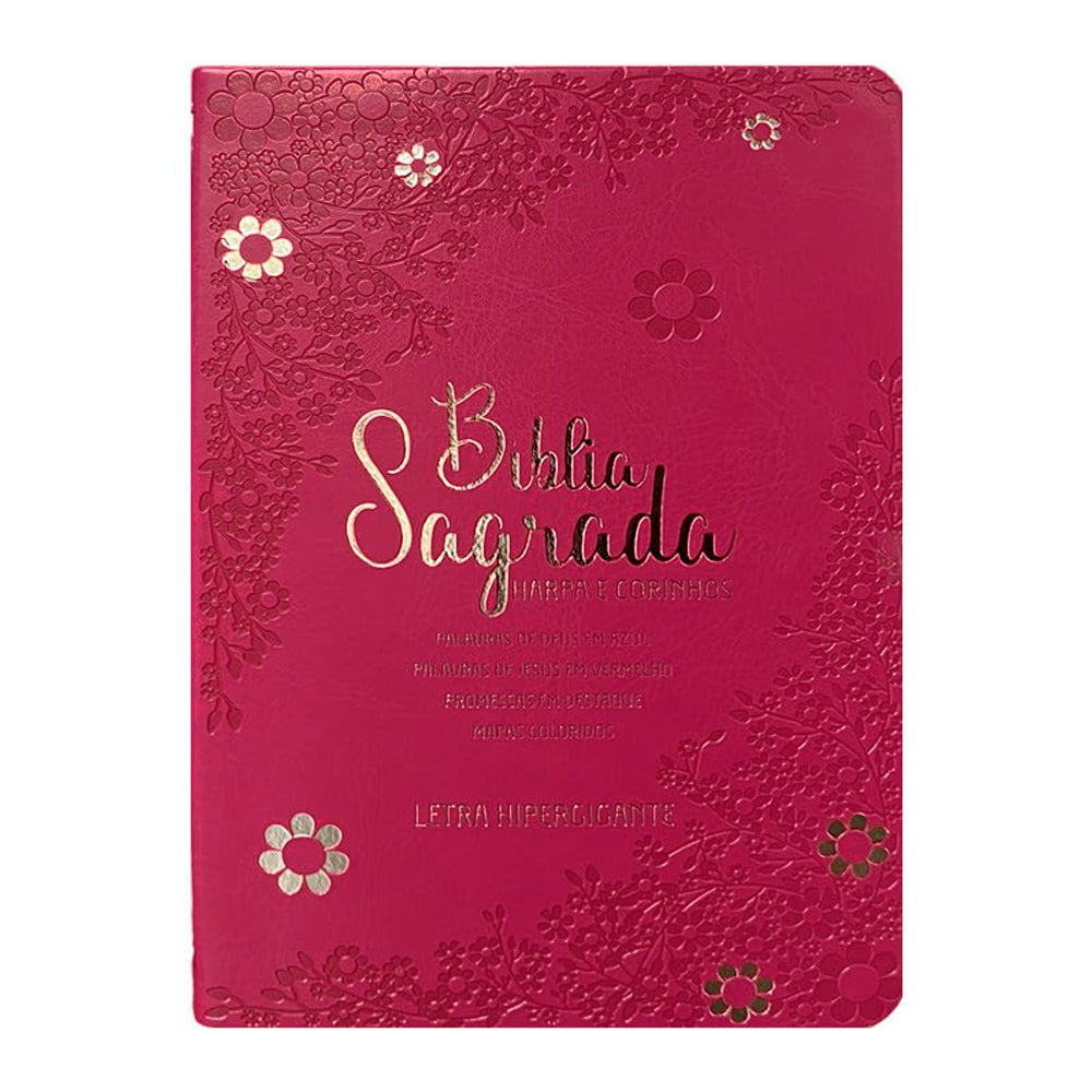 Bíblia Sagrada Floral Margarida | ARC | Hipergigante | Harpa Avivada e Corinhos | Capa Luxo Pink