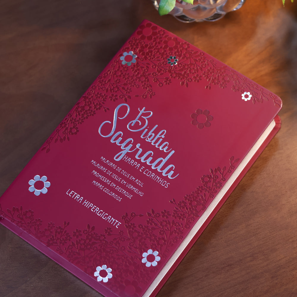 Bíblia Sagrada Floral Margarida | ARC | Hipergigante | Harpa Avivada e Corinhos | Capa Luxo Pink