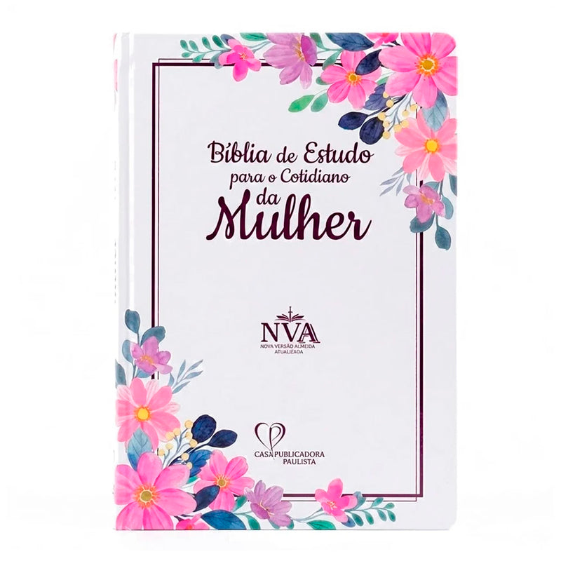 Bíblia de Estudo Para o Cotidiano da Mulher | NVA | Full Collor | Capa Dura Branca