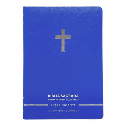 Bíblia Sagrada | Letra Gigante | ARC | Harpa Avivada e Corinhos | Capa Premium Luxo Cruz Azul