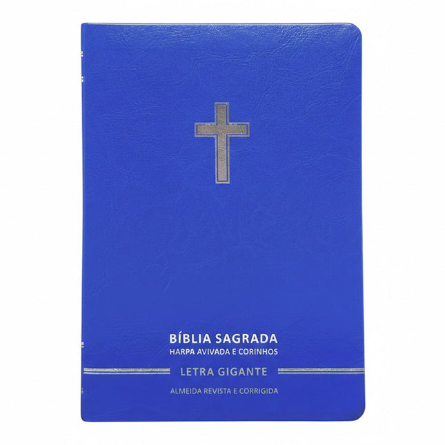Bíblia Sagrada | Letra Gigante | ARC | Harpa Avivada e Corinhos | Capa Premium Luxo Cruz Azul