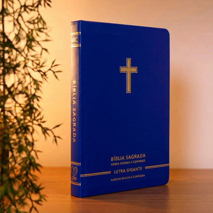 Bíblia Sagrada | Letra Gigante | ARC | Harpa Avivada e Corinhos | Capa Premium Luxo Cruz Azul