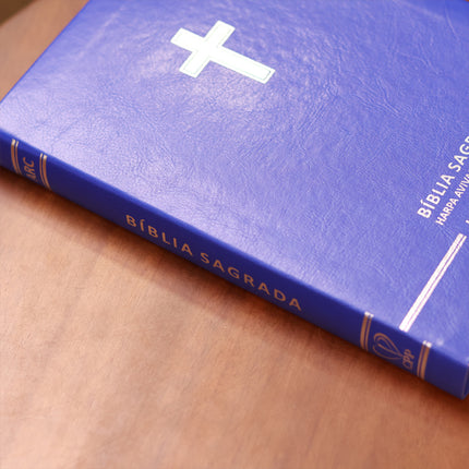 Bíblia Sagrada | Letra Gigante | ARC | Harpa Avivada e Corinhos | Capa Premium Luxo Cruz Azul