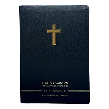 Bíblia Sagrada | Letra Gigante | ARC | Harpa Avivada e Corinhos | Capa Premium Luxo Cruz Preta
