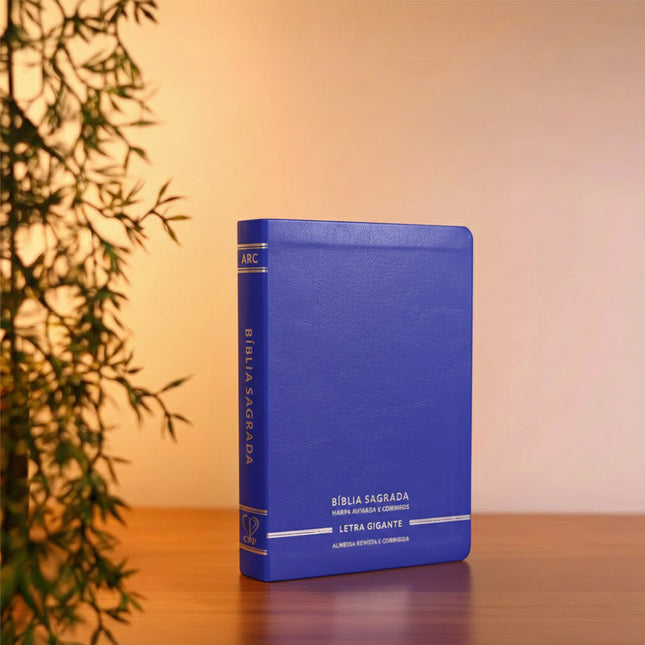 Bíblia Sagrada | Letra Gigante | ARC | C/ Harpa e Corinhos | Capa Premium Luxo Minimalista Azul