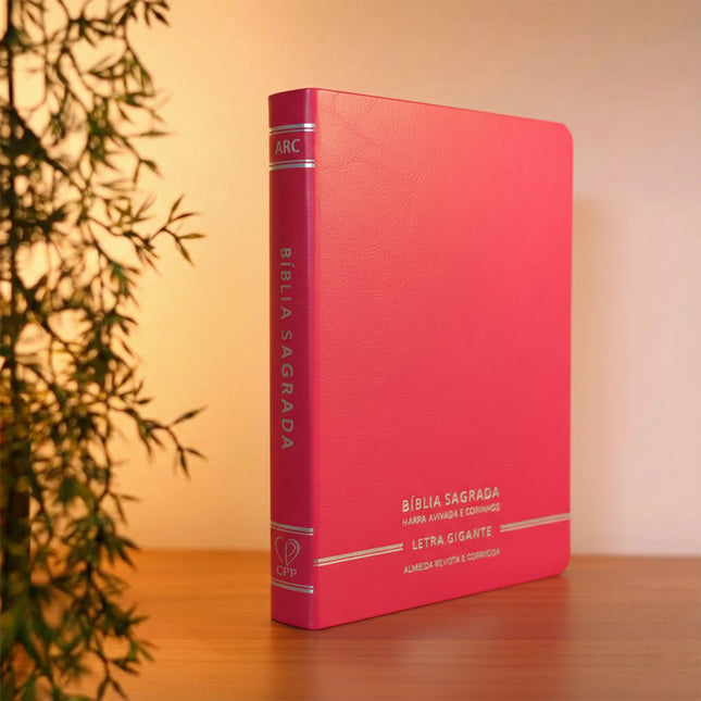 Bíblia Sagrada | Letra Gigante | ARC | C/ Harpa e Corinhos | Capa Premium Luxo Minimalista Pink