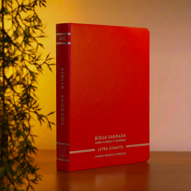 Bíblia Sagrada | Letra Gigante | ARC | C/ Harpa e Corinhos | Capa Premium Luxo Minimalista Vermelha