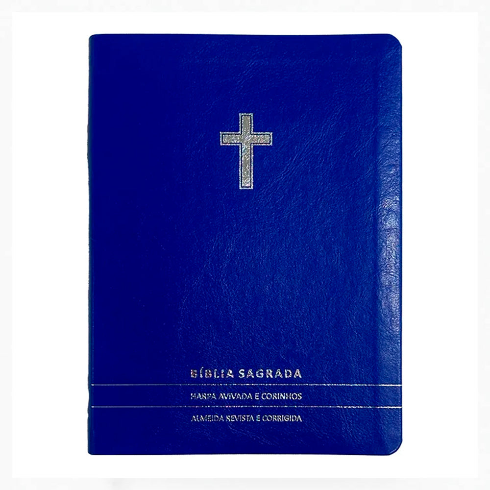 Bíblia Slim | Letra Normal | ARC | C/ Harpa e Corinhos | Capa Premium Luxo Cruz Azul