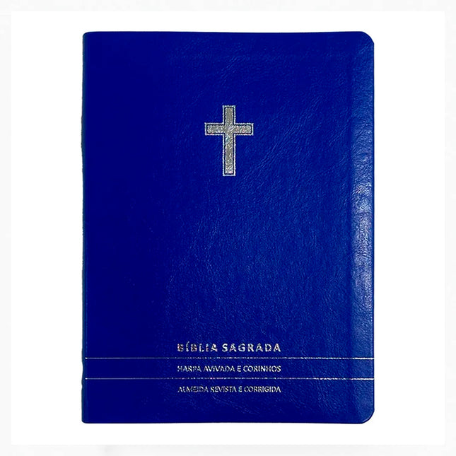 Bíblia Slim | Letra Normal | ARC | C/ Harpa e Corinhos | Capa Premium Luxo Cruz Azul