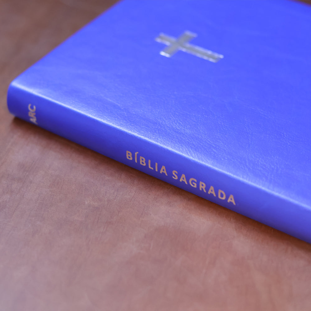 Bíblia Slim | Letra Normal | ARC | C/ Harpa e Corinhos | Capa Premium Luxo Cruz Azul