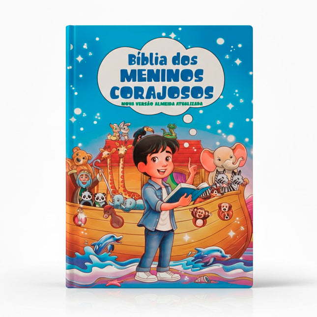 Bíblia dos Meninos Corajosos | NVA | Harpa Avivada e Corinhos | Capa Dura Azul