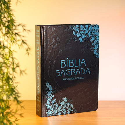 Bíblia Sagrada Arabesco Azul | ARC | Letra Gigante | Harpa Avivada e Corinhos | Capa Dura