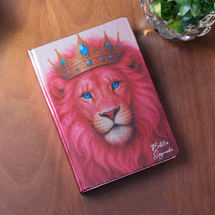 Bíblia Sagrada Leão Rosa | ARC | Letra Gigante | Harpa Avivada e Corinhos | Capa Dura