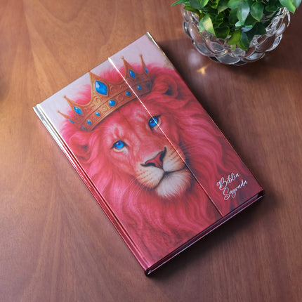 Bíblia Sagrada Leão Rosa | ARC | Letra Gigante | Harpa Avivada e Corinhos | Capa Dura Carteira