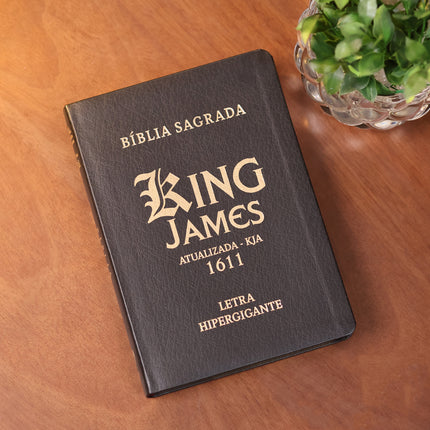 Bíblia Sagrada King James | KJA | Letra Hipergigante | Com Índice | Capa PU Luxo Preta