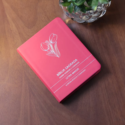 Bíblia Sagrada Tulipa Pink Média | ARC | Letra Maior | Harpa Avivada e Corinhos | Capa Premium Luxo