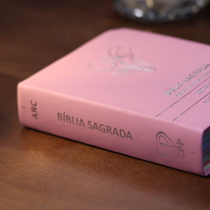 Bíblia Sagrada Tulipa Rosa Média | ARC | Letra Maior | Harpa Avivada e Corinhos | Capa Premium Luxo