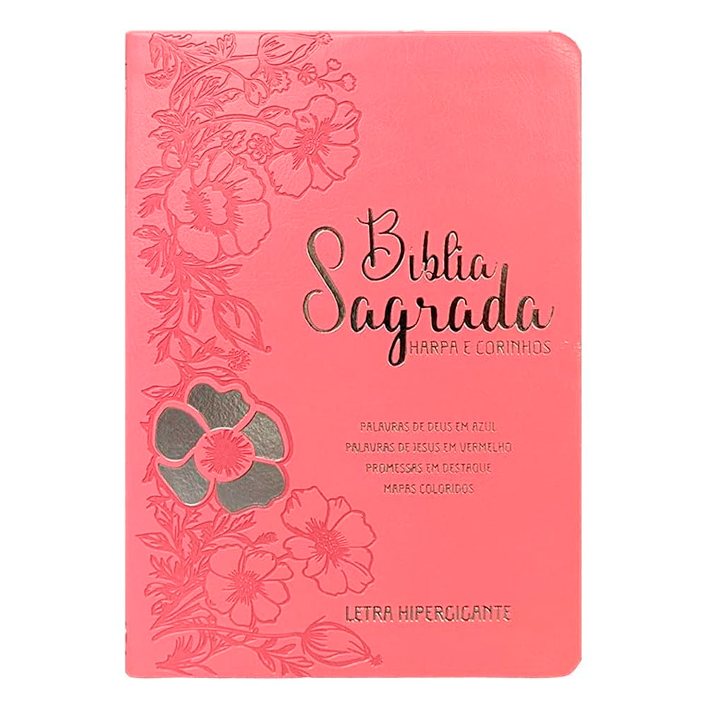 Bíblia Sagrada |  ARC | Letra Hipergigante | Harpa Avivada e Corinhos  |  Flor Dália Rosa