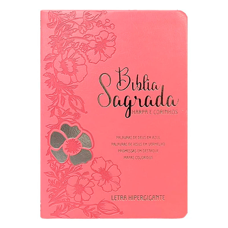 Bíblia Sagrada |  ARC | Letra Hipergigante | Harpa Avivada e Corinhos  |  Flor Dália Rosa