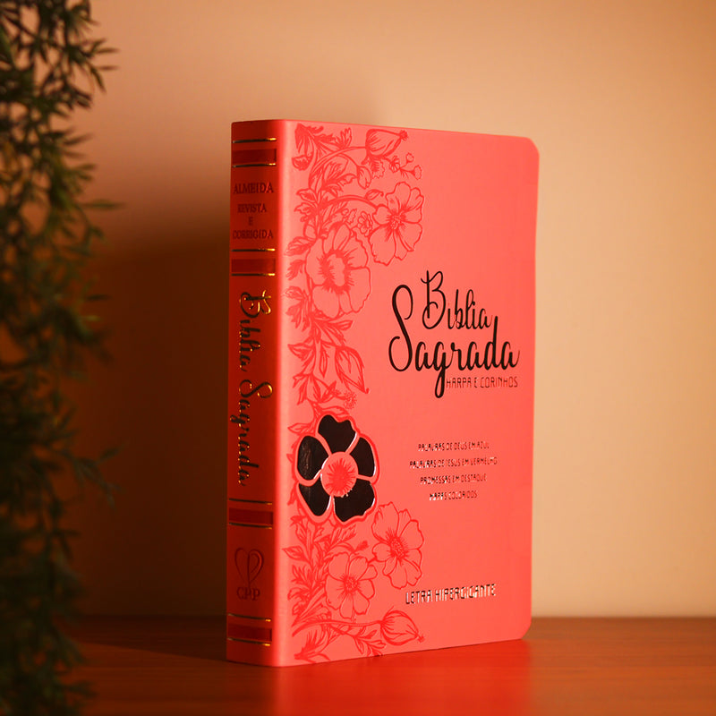 Bíblia Sagrada |  ARC | Letra Hipergigante | Harpa Avivada e Corinhos  |  Flor Dália Rosa