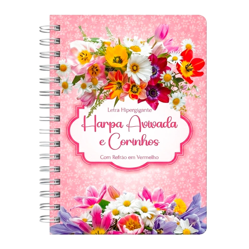 Harpa Avivada e Corinhos Flores Rosa  | Letra Hipergigante | Capa Dura