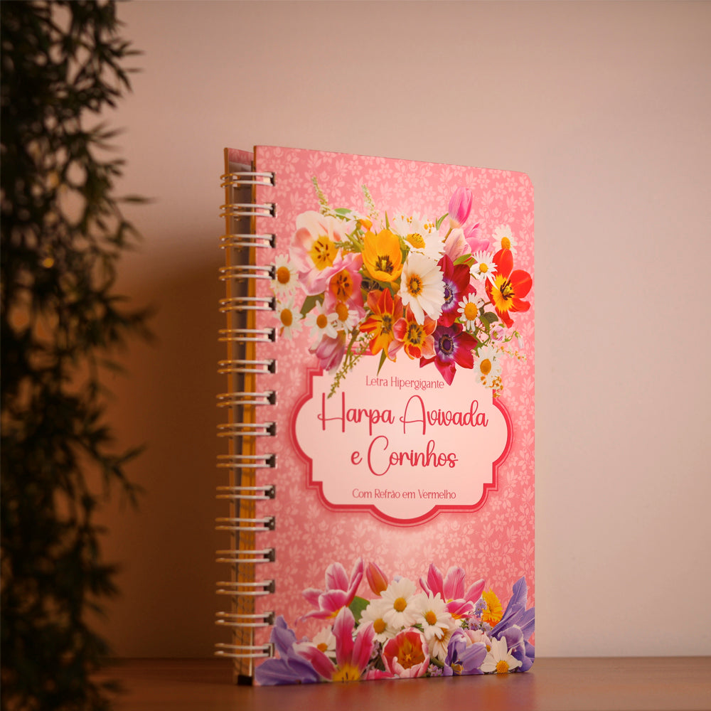 Harpa Avivada e Corinhos Flores Rosa  | Letra Hipergigante | Capa Dura
