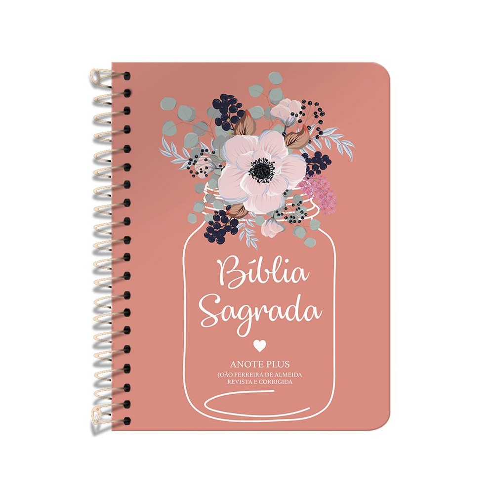 Bíblia Anote Espiral Plus Flor de Pote | ARC | Letra Maior | Capa Dura